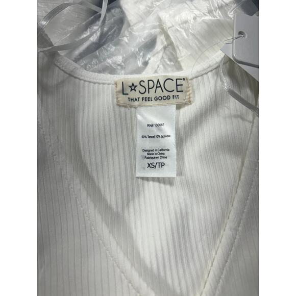 L*Space NWT Gia V-Neck Wrap Front Long Sleeve Crop‎ Top Cream XS, S & L MSRP $99 - Picture 3 of 8